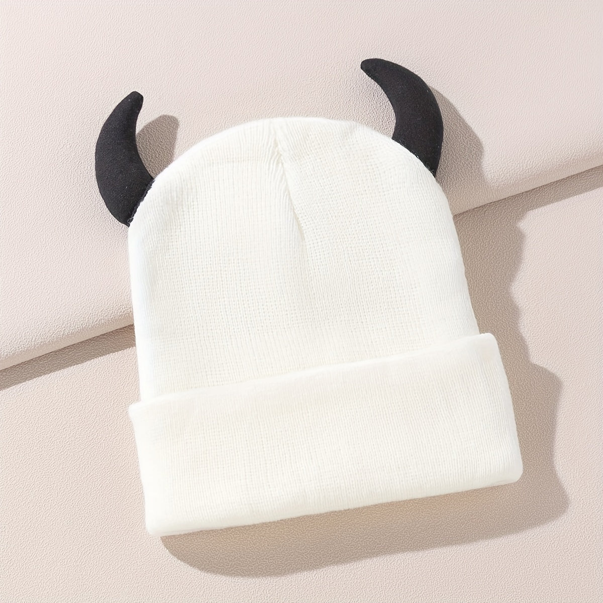 Cartoon Horn Soft Beanie Unisex Knit Hat Skull Cap Warm Beanies