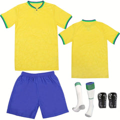 Boys Football Suit: Jersey, Shorts, Socks, Knee Pads