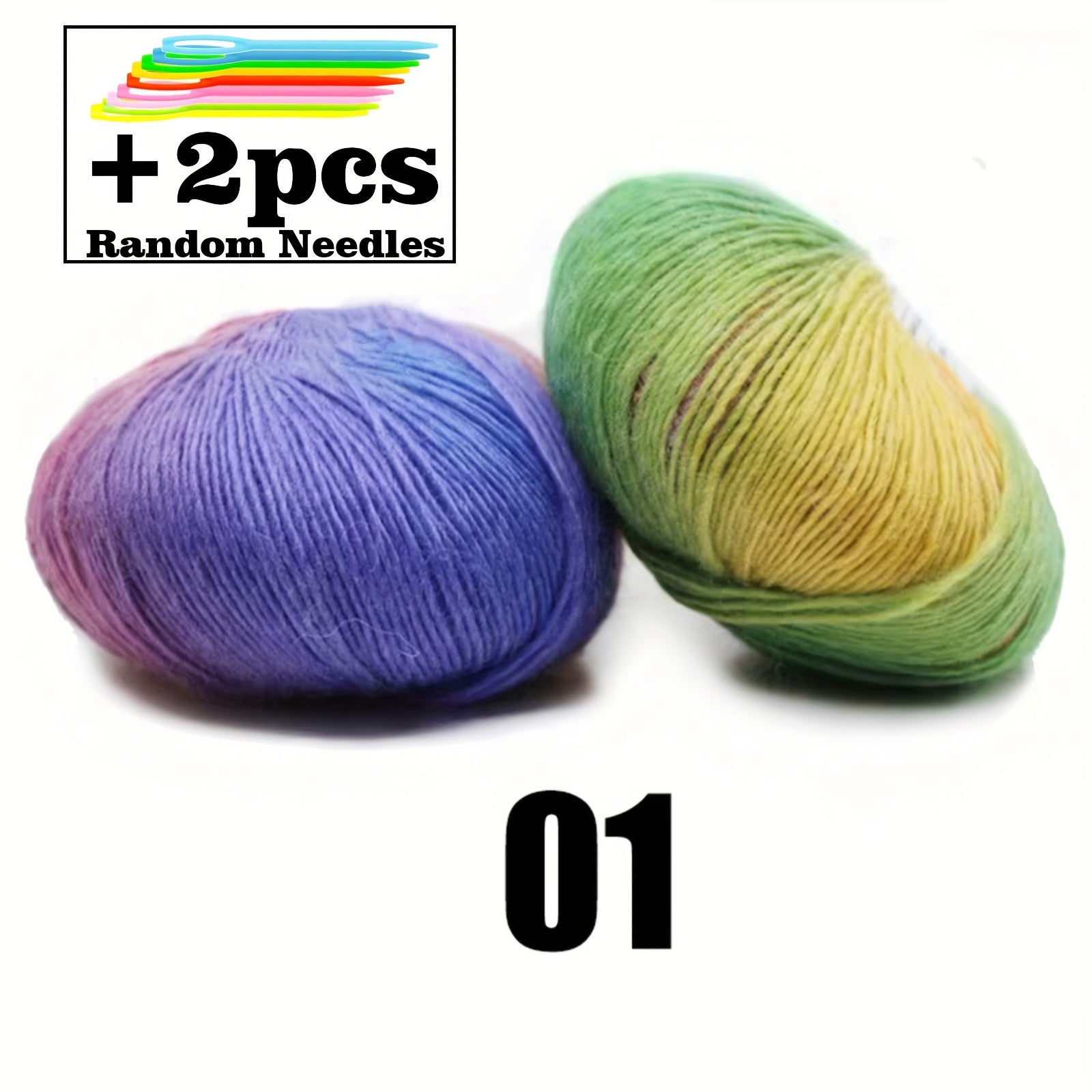 2pcs 50g Cashmere Yarn Hand Woven Rainbow Yarn For Knitting Crochet