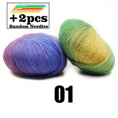 2pcs 50g Cashmere Yarn Hand Woven Rainbow Yarn For Knitting Crochet