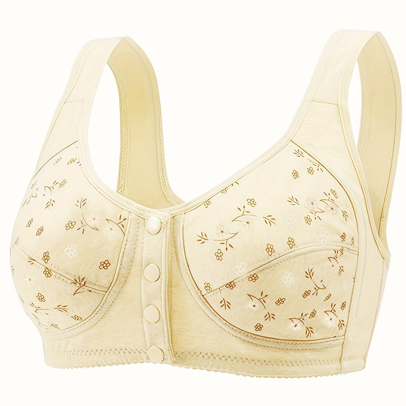 Floral Wireless Front Buckle Bra Comfortable Breathable Lingerie