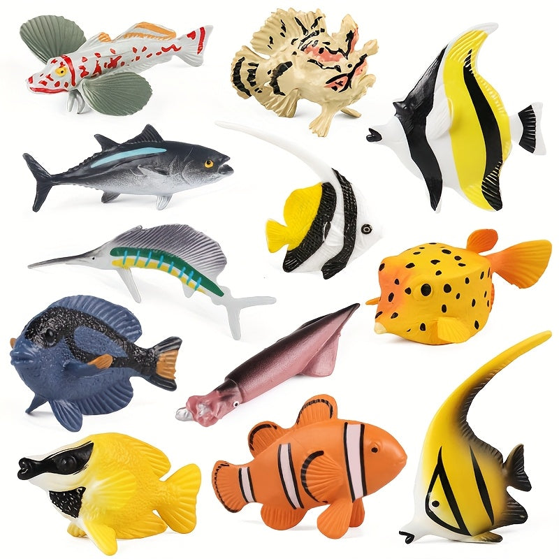 12pcs Deep Sea Fish Set Tropical Fish Set Marine Animal Models