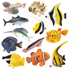 12pcs Deep Sea Fish Set Tropical Fish Set Marine Animal Models