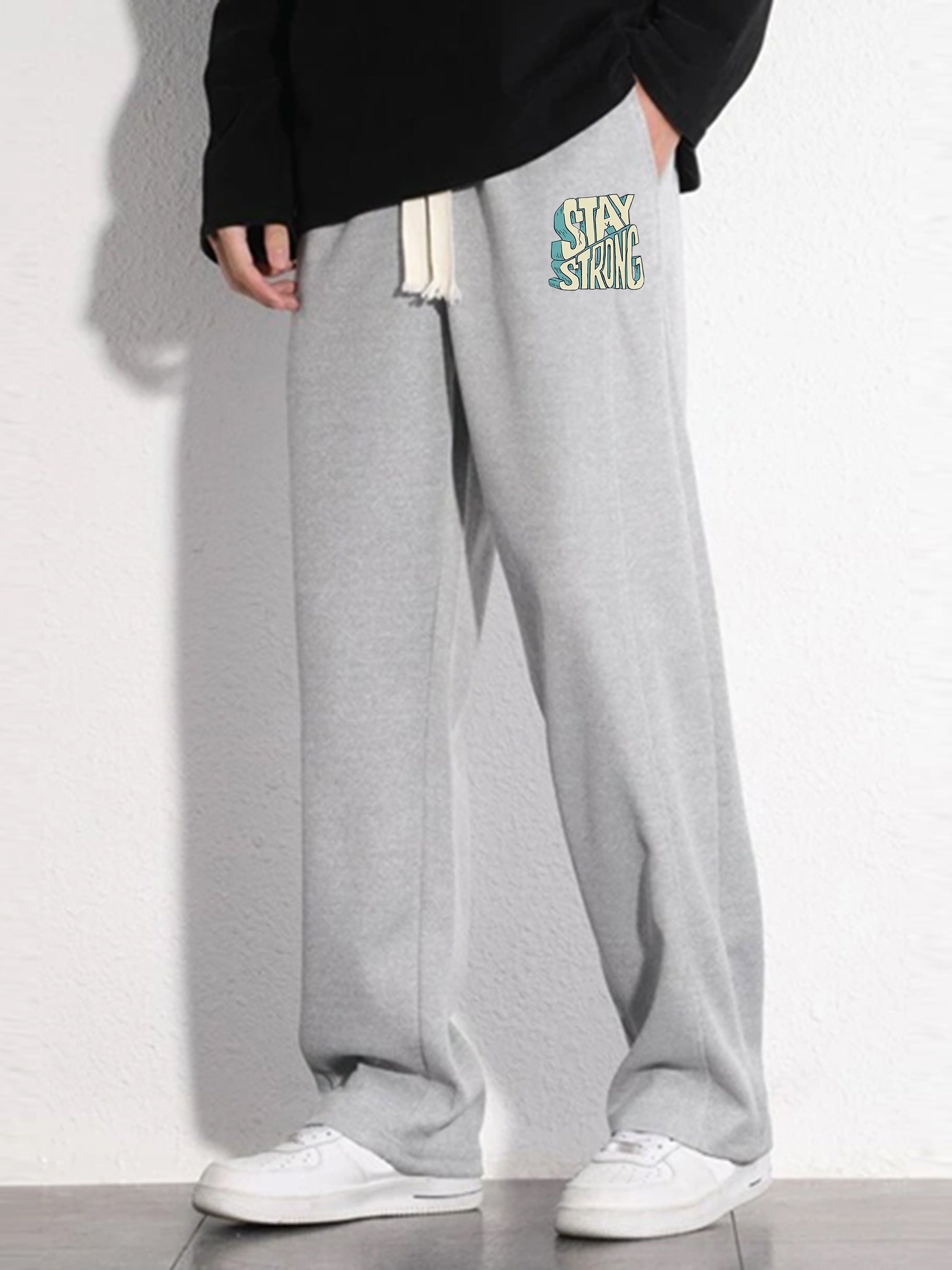 Men's Casual Loose Fit Drawstring Pants Stretch Waist