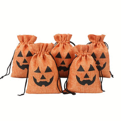 100pcs Halloween Pumpkin Bag Drawstring Cinch Gift Goods Bag
