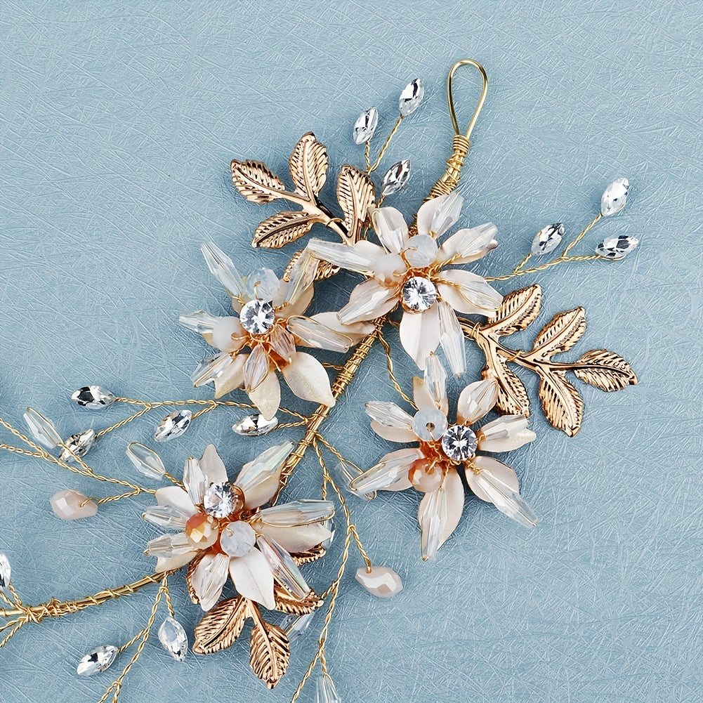 Flower Charm Crystal Hair Band Bridal Wedding Headband Accessory