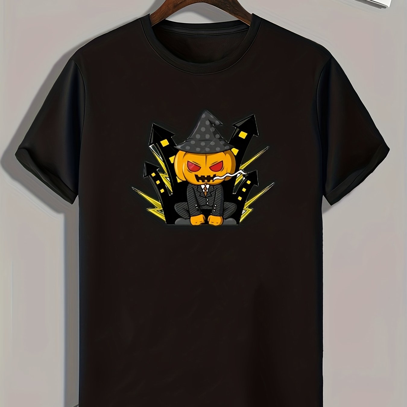 Halloween Pumpkin Print Men's Graphic T-shirt Casual Tee