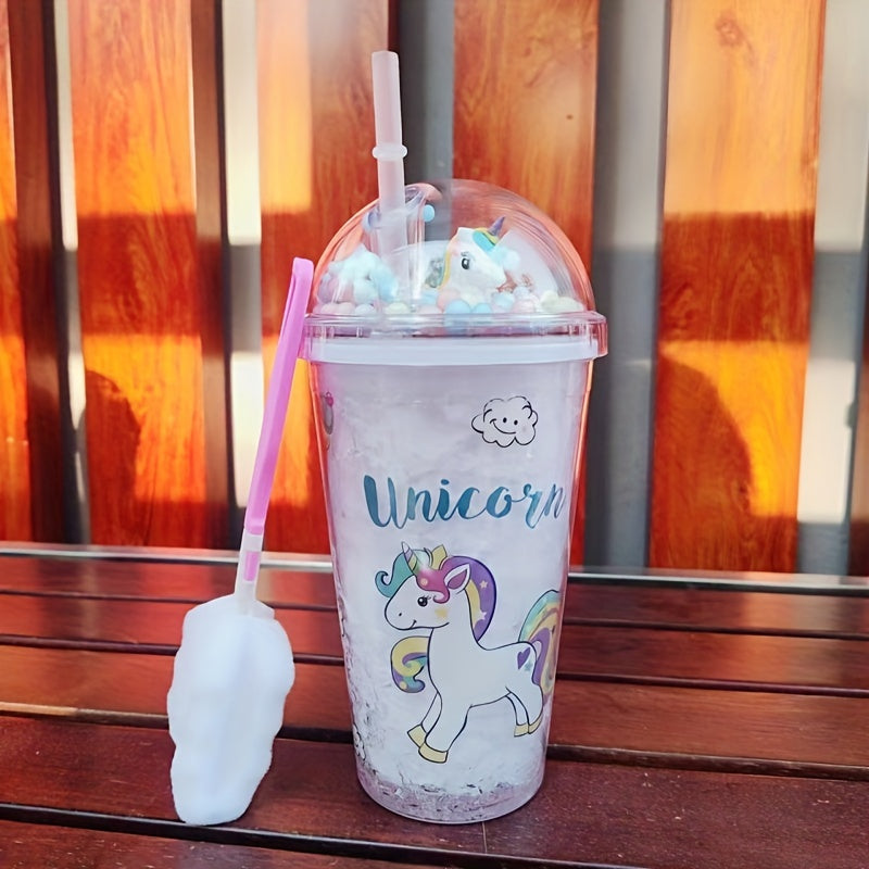 450ml Double Layered Rainbow Water Bottle with Straw & Lid