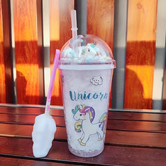 450ml Double Layered Rainbow Water Bottle with Straw & Lid