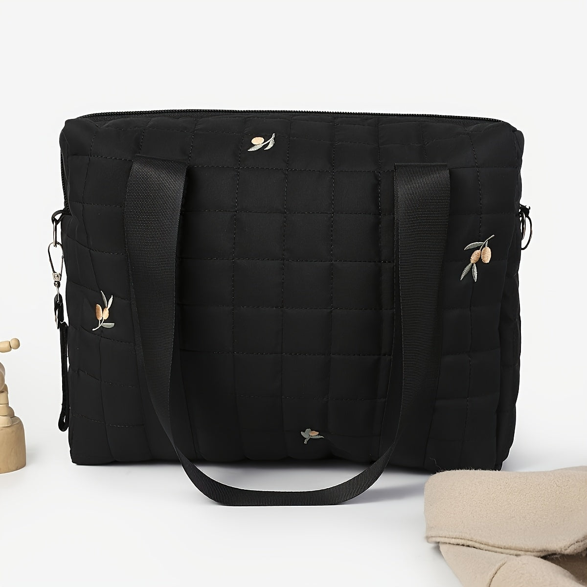 Embroidered Butterfly Diaper Bag with Multiple Compartments