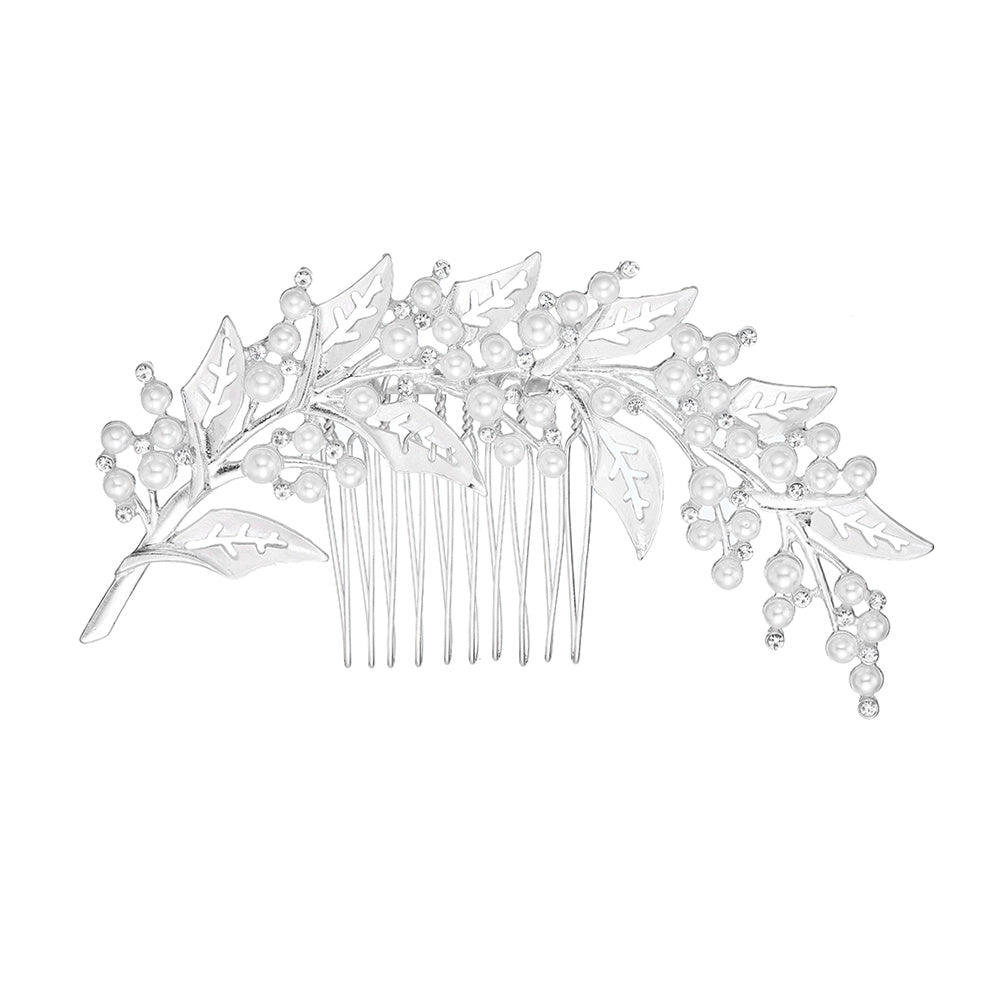 Bride Faux Pearl Crystal Hair Comb Wedding Hair Accessory