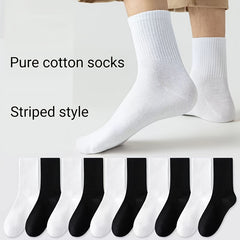 5 Pairs Solid Cotton Sports Socks Thickened Sweat Absorbing