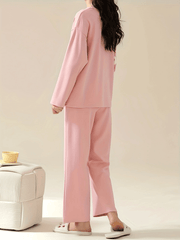 Bunny Print Pajama Set Long Sleeve Top & Pants Women's Sleepwear