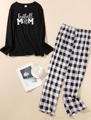Lounge Set Women's Plus Tee & Plaid Pants