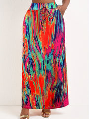 Tie Dye Slim Maxi Skirt Drawstring Pocket Women's Clothing