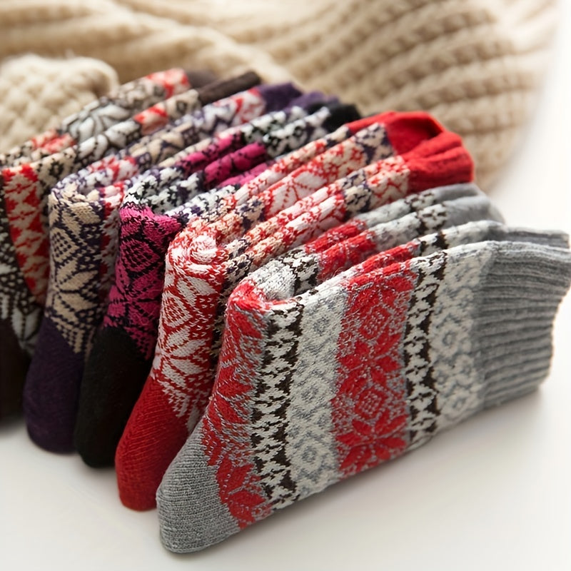 5 Pairs Geometric Pattern Colorblock Socks Women's Stockings & Hosiery