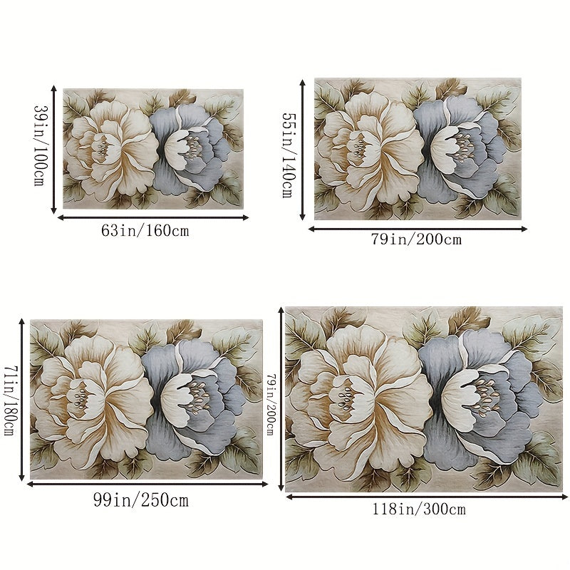 Waterproof Anti Skid Flower Area Rug Soft Easy to Maintain