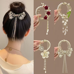 Butterfly Bell Orchid Tassel Hair Clips Vintage Headwear