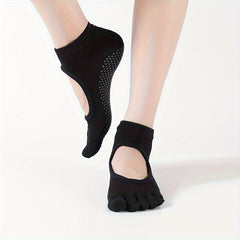 Women's Non Slip Five Toe Yoga Socks Breathable Dance Pilates Socks