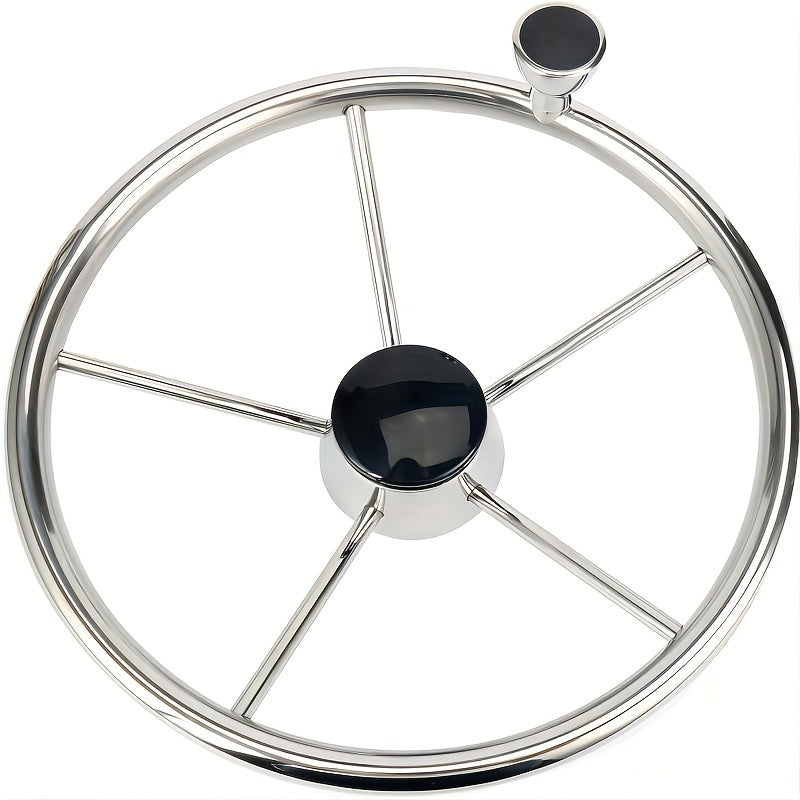 Stainless Steel 5 Spoke Steering Wheel with Knob - Boat Marine Accessories
