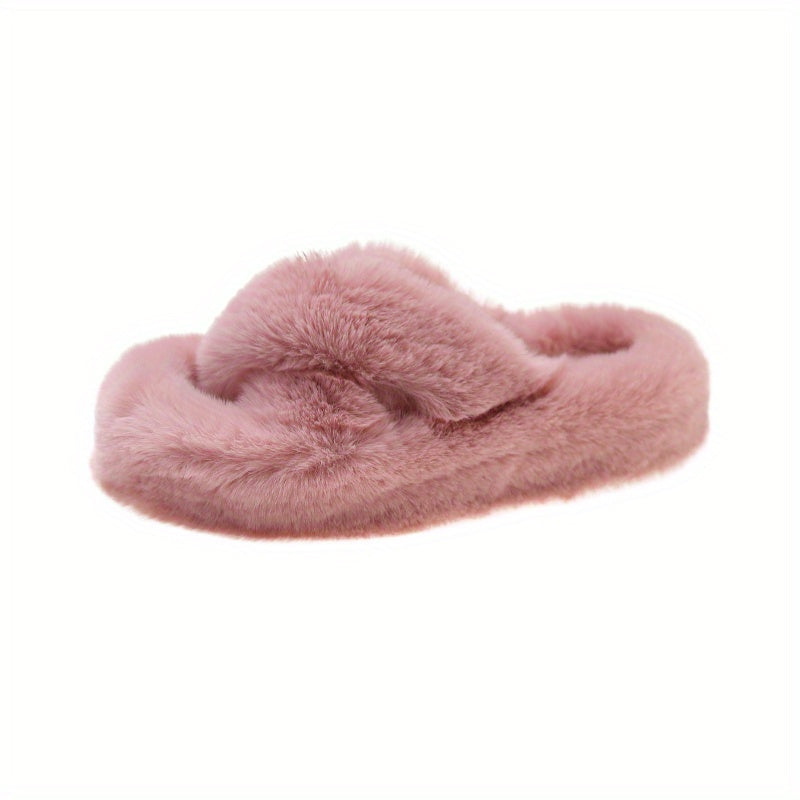 Women's Cross Strap Slippers Platform Shoes Winter Comfortable Slippers