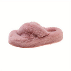 Women's Cross Strap Slippers Platform Shoes Winter Comfortable Slippers