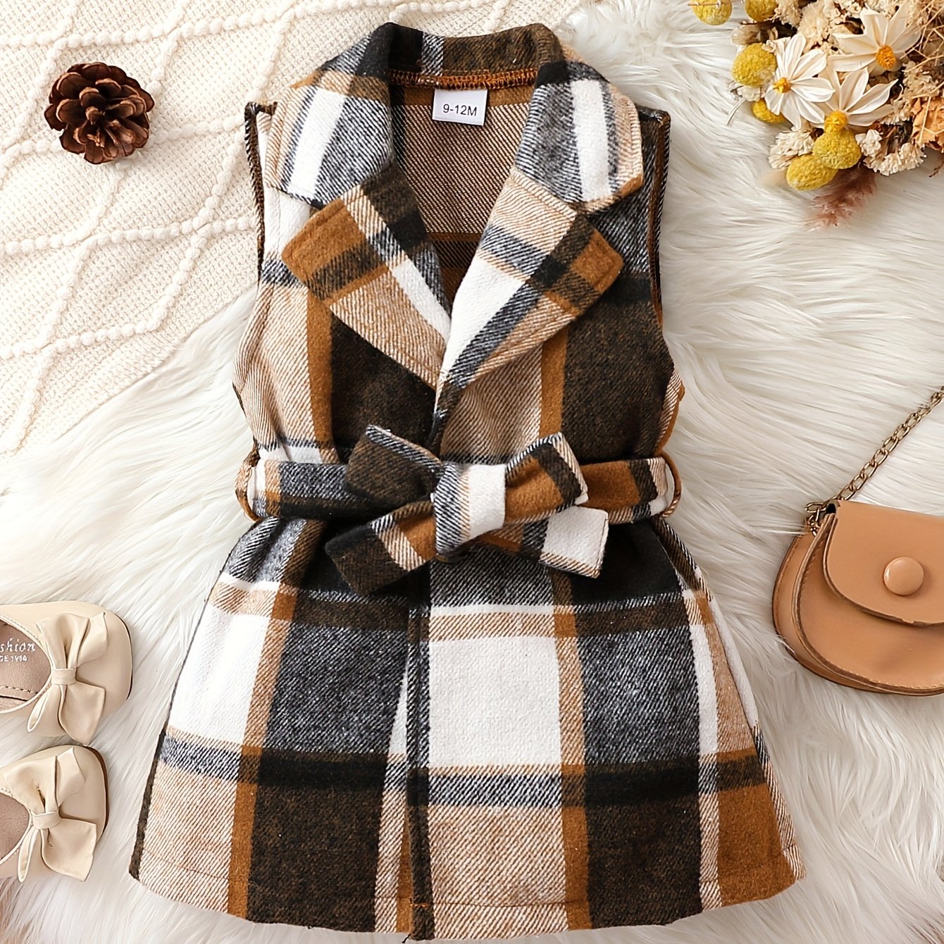 Toddler Baby Girls Knit Tops Plaid Flannel Dress Coat