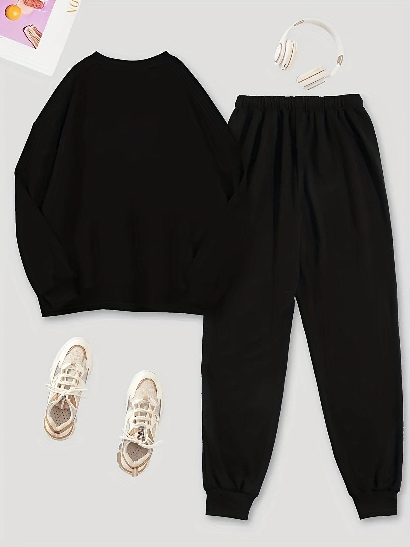 Letter Print Matching Two piece Set Sweatshirts & Joggers