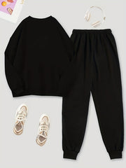 Letter Print Matching Two piece Set Sweatshirts & Joggers