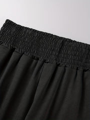 Solid Twist Front Crop Top & Tapered Leg Pants Outfit
