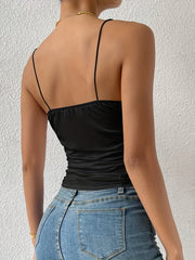 Sexy Solid Cami Top Slim Fit Spaghetti Strap Sleeveless Top