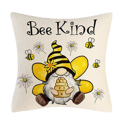 Bee Pattern Linen Throw Pillow Cover for Home Decor 17.7'x17.7'