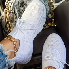 Women's Knit Sports Shoes Lightweight Lace Up Running Low Top Sneakers