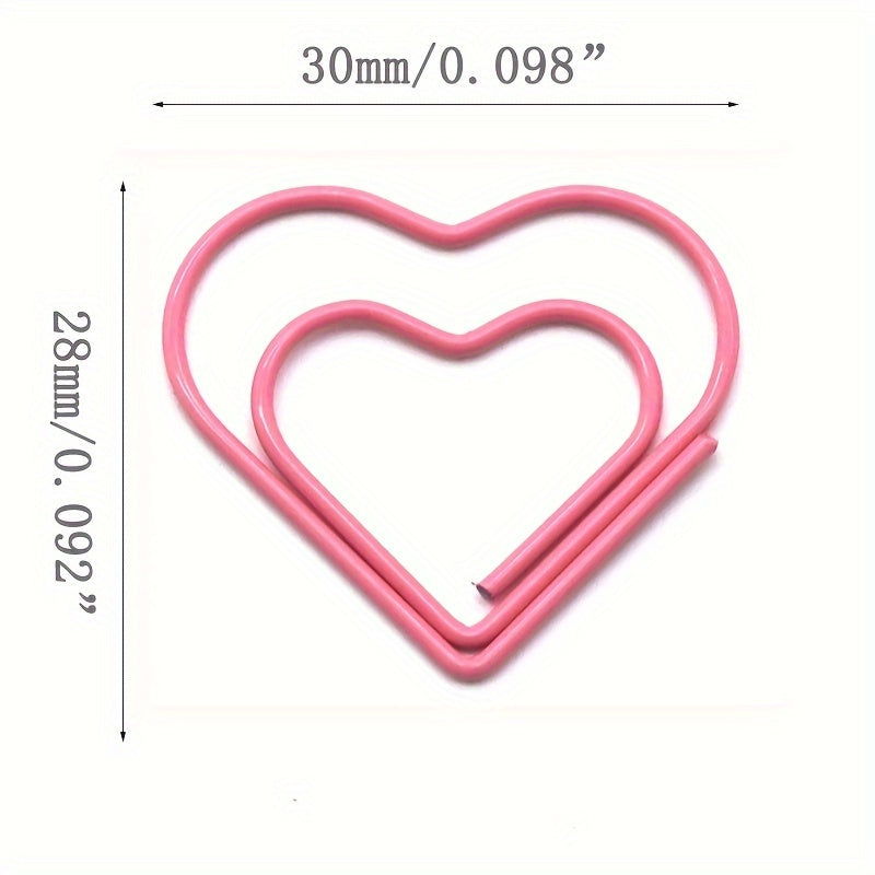 50pcs Heart Paper Clips Plastic Wrapped Colored Office Supplies