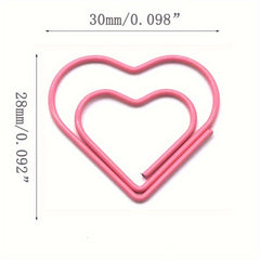 50pcs Heart Paper Clips Plastic Wrapped Colored Office Supplies