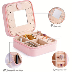 Personalized Initial Jewelry Organizer Travel Case Mirror Box for Teen Girls