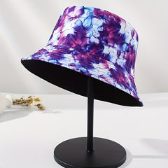 Purple Tie Dye Bucket Hat Lightweight Breathable Fisherman Cap