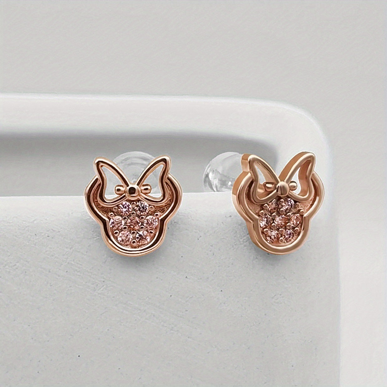 Silvery Plated Bow Round Earrings Silvery Needle Anti Allergic Women's Jewelry