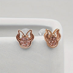 Silvery Plated Bow Round Earrings Silvery Needle Anti Allergic Women's Jewelry