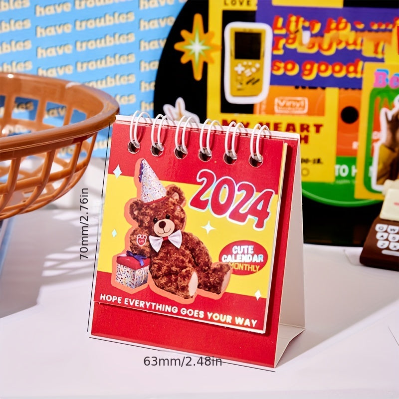 Cute Cartoon Style Desk Calendar Year of the Bear Monthly Stand Up Planner