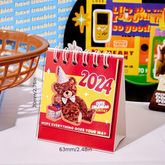 Cute Cartoon Style Desk Calendar Year of the Bear Monthly Stand Up Planner