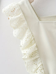 Toddler Girls Eyelet Embroidery Button Peplum Blouse Top