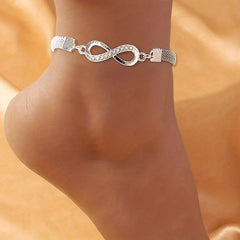 Zircon Inlaid Anklet, Sparkly Foot Jewelry Decor