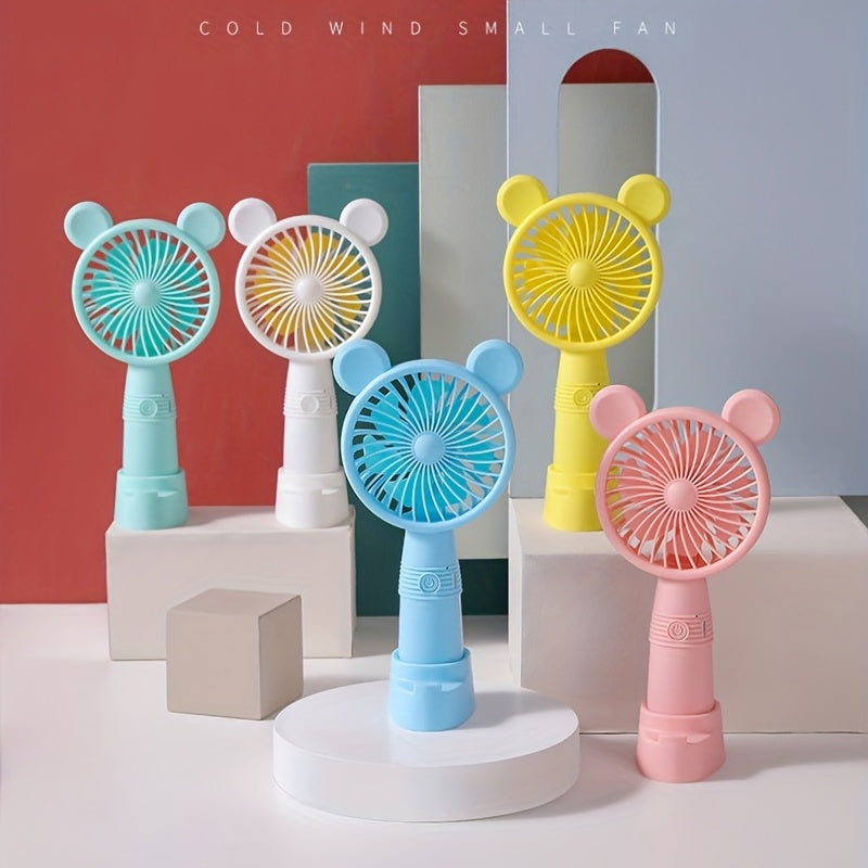 USB Charging Handheld Fan with Mobile Phone Stand Holder Cartoon Shape