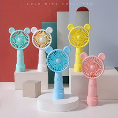 USB Charging Handheld Fan with Mobile Phone Stand Holder Cartoon Shape