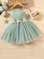 Toddler Girls Floral Embroidered Mesh Princess Cami Dress