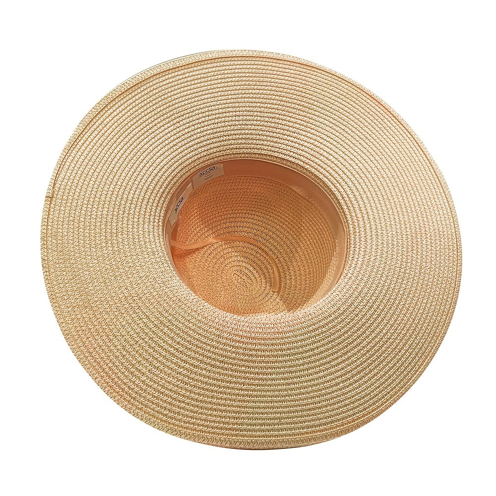 Boho Rope Bowknot Sun Hat Wide Brim Foldable Breathable Straw Hats