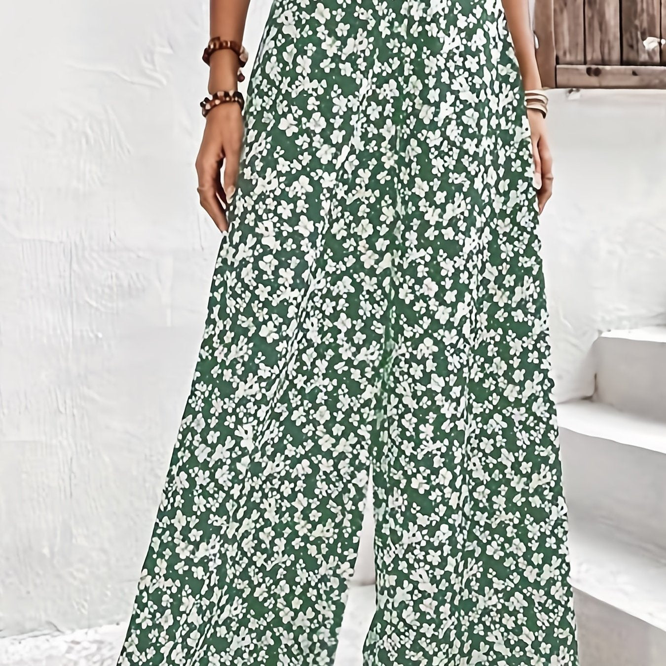 Floral Wide Leg Pants High Waist Casual Women's Clothing