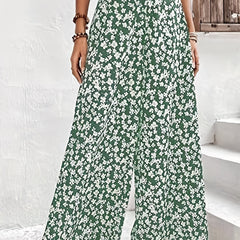 Floral Wide Leg Pants High Waist Casual Women's Clothing