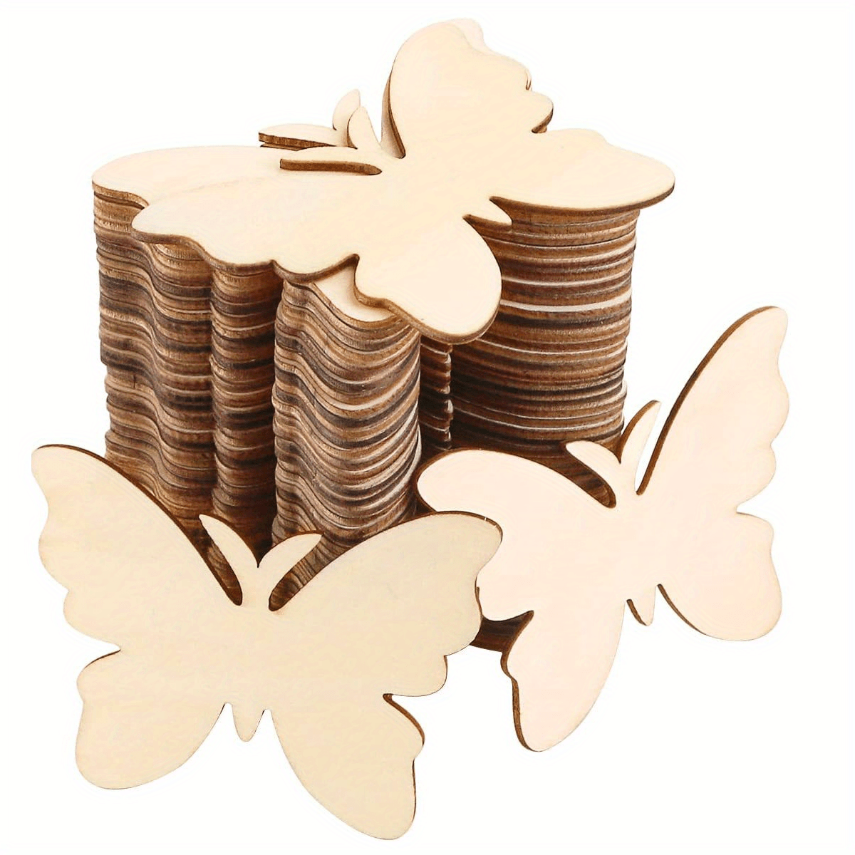 10pcs Wooden Butterfly Cutouts for DIY Crafts 2.5mm Thickness